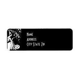 Oude dame Halloween met masker Jack-O'-Lantern Etiket