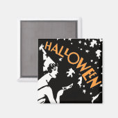 Oude dame Halloween met masker Jack-O’-Lantern Magneet (Voorkant / Achterkant)