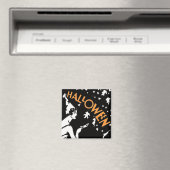 Oude dame Halloween met masker Jack-O’-Lantern Magneet (Insitu (Vaatwasser))