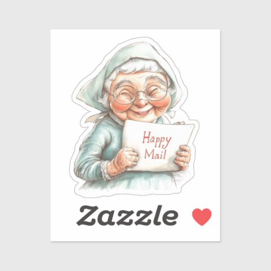 Oude dame, Happy Mail, Sticker (Vel)