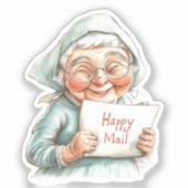 Oude dame, Happy Mail, Sticker (Voorkant)