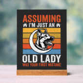 Oude Dame Hond Waarschuwing Retro Acryl Bord (Neutraal)