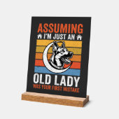 Oude Dame Hond Waarschuwing Retro Acryl Bord (Hoek)