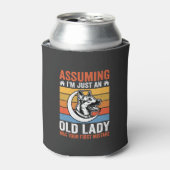 Oude Dame Hond Waarschuwing Retro Blikjeskoeler (Blikje Voorkant)