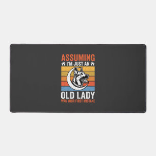 Oude Dame Hond Waarschuwing Retro Bureaumat