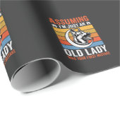 Oude Dame Hond Waarschuwing Retro Cadeaupapier (Rol Hoek)