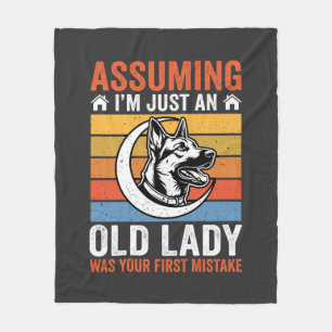 Oude Dame Hond Waarschuwing Retro Fleece Deken
