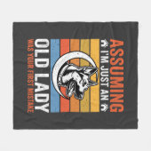 Oude Dame Hond Waarschuwing Retro Fleece Deken (Voorkant (Horizontaal))