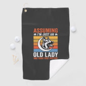 Oude Dame Hond Waarschuwing Retro Golfhanddoek (Insitu)