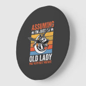Oude Dame Hond Waarschuwing Retro Grote Klok (Hoek)