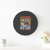 Oude Dame Hond Waarschuwing Retro Grote Klok (Huis)