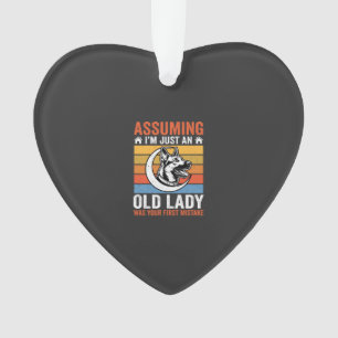 Oude Dame Hond Waarschuwing Retro Ornament