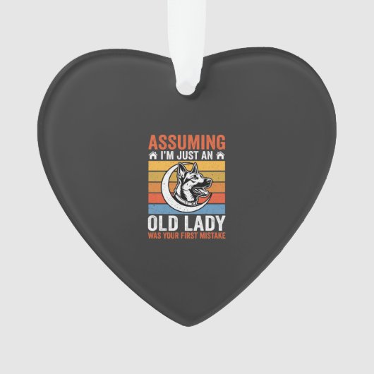 Oude Dame Hond Waarschuwing Retro Ornament (voorkant)