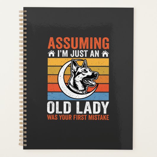 Oude Dame Hond Waarschuwing Retro Planner (Voorkant)