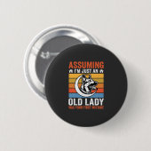 Oude Dame Hond Waarschuwing Retro Ronde Button 5,7 Cm (Voorkant /achterkant)