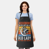 Oude Dame Hond Waarschuwing Retro Schort (Gedragen)