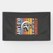 Oude Dame Hond Waarschuwing Retro Spandoek (Horizontaal)