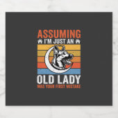 Oude Dame Hond Waarschuwing Retro Sparkling Wijnetiket (Enkel label)
