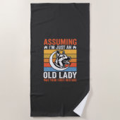 Oude Dame Hond Waarschuwing Retro Strandlaken (Voorkant)
