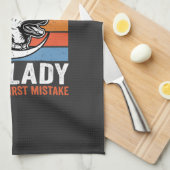 Oude Dame Hond Waarschuwing Retro Theedoek (Quarter Fold)