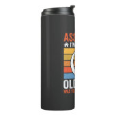 Oude Dame Hond Waarschuwing Retro Thermosbeker (Gedraaid links)