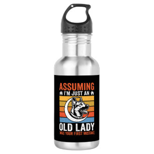 Oude Dame Hond Waarschuwing Retro Waterfles