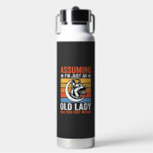 Oude Dame Hond Waarschuwing Retro Waterfles (Voorkant)