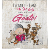 Oude dame House vol geiten Douchegordijn (Voorkant)