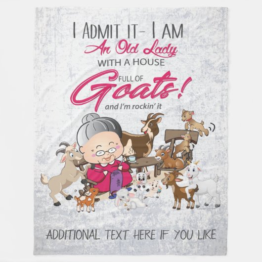 Oude dame House vol geiten Fleece Deken (Voorkant)