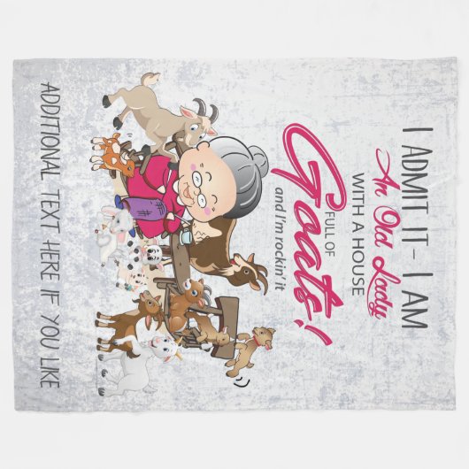 Oude dame House vol geiten Fleece Deken (Voorkant (Horizontaal))