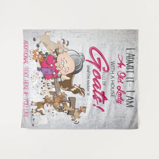 Oude dame House vol geiten Wandkleed (Voorkant (horizontaal))