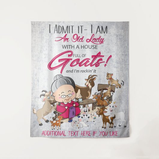 Oude dame House vol geiten Wandkleed (Voorkant)