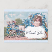 Oude dame in koets getrokken door lammetjes Dank j Briefkaart (Voorkant)
