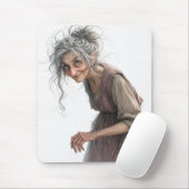 Oude Dame In Vervaaide Jurk Muismat (Met muis)