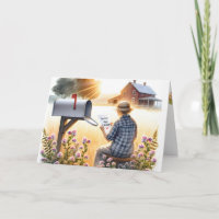 Oude dame leest verjaardagsbrief van vriend