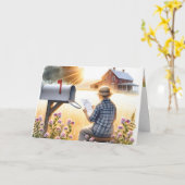 Oude dame met DNA-testresultaten voor verjaardag Kaart (Gele Bloem)