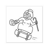 Oude dame met een Cane op een skateboard Zelfinktende Stempel (Design)
