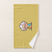 Oude dame met kippenbadhanddoeken bad handdoek (Handdoek)