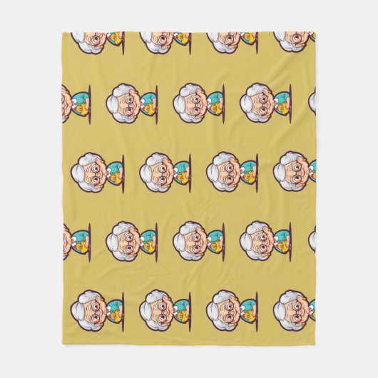 Oude dame met kippendeken fleece deken (Voorkant)