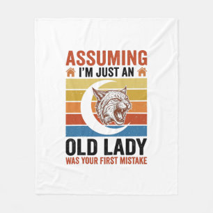 Oude Dame Wildcat Vintage Grappig Shirt Ontwerp_1 Fleece Deken