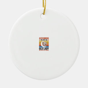 Oude Dame Wildcat Vintage Grappig Shirt Ontwerp_1 Keramisch Ornament