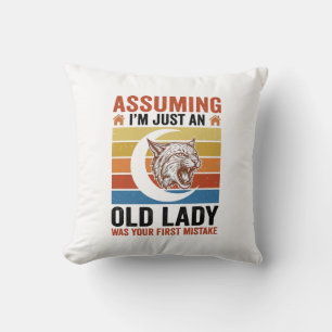 Oude Dame Wildcat Vintage Grappig Shirt Ontwerp_1 Kussen