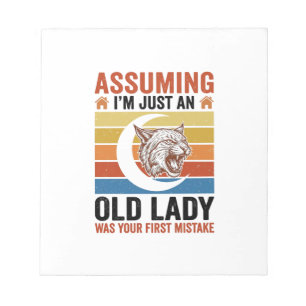 Oude Dame Wildcat Vintage Grappig Shirt Ontwerp_1 Notitieblok