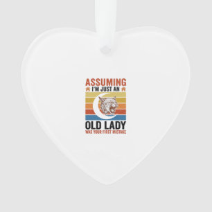 Oude Dame Wildcat Vintage Grappig Shirt Ontwerp_1 Ornament