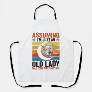 Oude Dame Wildcat Vintage Grappig Shirt Ontwerp_1 Schort