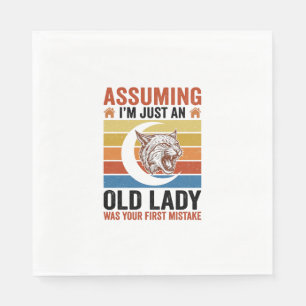Oude Dame Wildcat Vintage Grappig Shirt Ontwerp_1 Servet