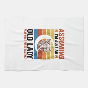 Oude Dame Wildcat Vintage Grappig Shirt Ontwerp_1 Theedoek