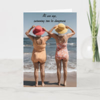 Oude dames op het strand verjaardag