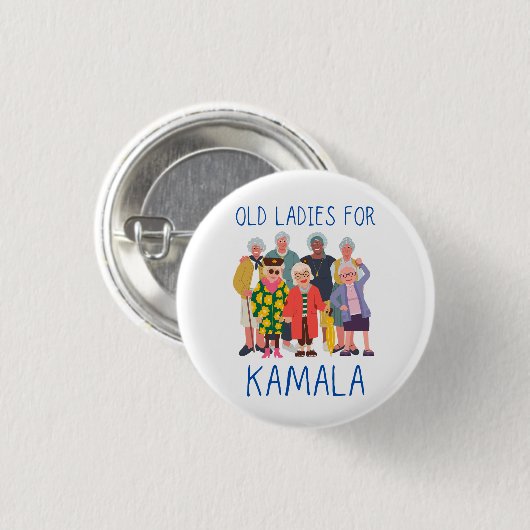 Oude dames voor Kamala Ronde Button 3,2 Cm (Voorkant /achterkant)
