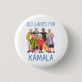 Oude dames voor Kamala Ronde Button 3,2 Cm (Voorkant)